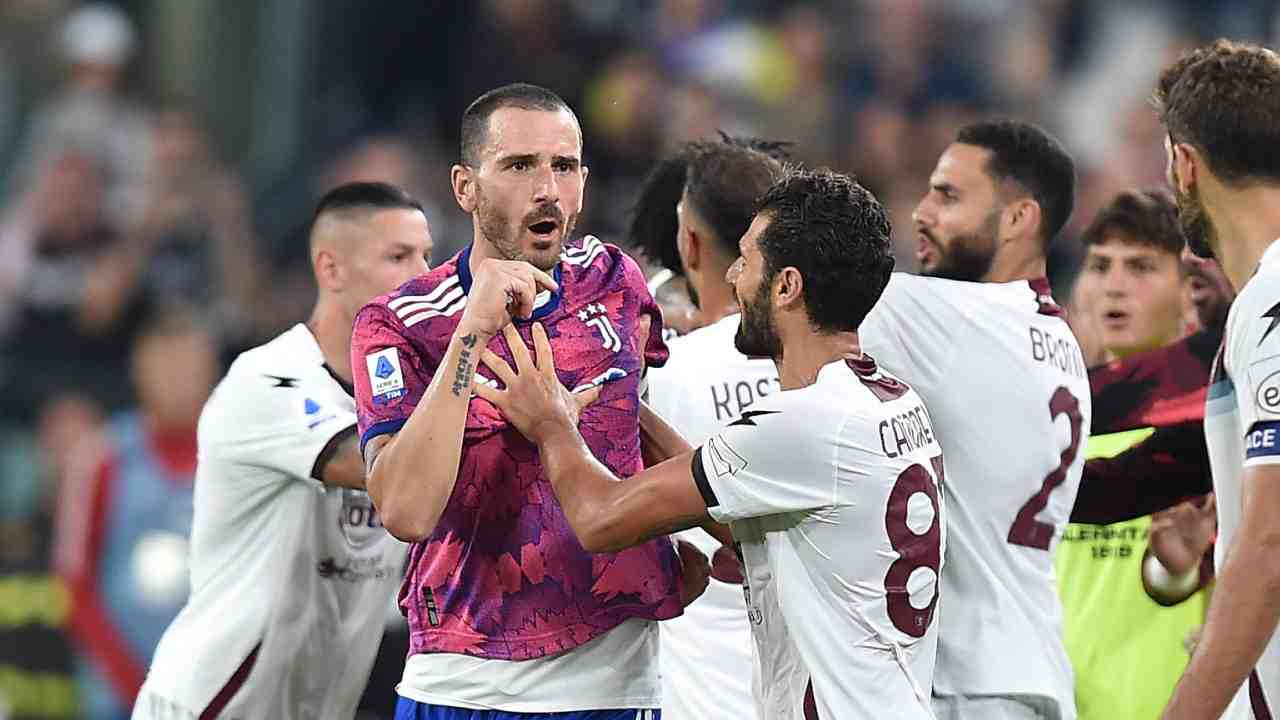 Bonucci durante la rissa in Juventus-Salernitana