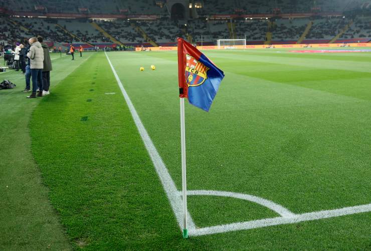 La bandierina del Barcellona allo Stadio Montjuic